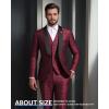 imageYND Mens 3 Piece Slim Fit Tuxedo Suit Set One Button Shawl Collar Floral Business Blazer Jacket Vest Pants with Bow TieBurgundy