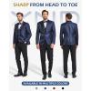 imageYND Mens 3 Piece Slim Fit Tuxedo Suit Set One Button Shawl Collar Floral Business Blazer Jacket Vest Pants with Bow TieDeep Blue