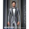 imageYND Mens 3 Piece Slim Fit Tuxedo Suit Set One Button Shawl Collar Floral Business Blazer Jacket Vest Pants with Bow TieDeep Grey