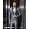 imageYND Mens 3 Piece Slim Fit Tuxedo Suit Set One Button Shawl Collar Floral Business Blazer Jacket Vest Pants with Bow TieDeep Grey