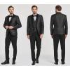 imageYND Mens 3 Piece Slim Fit Tuxedo Suit Set One Button Shawl Collar Floral Business Blazer Jacket Vest Pants with Bow TieGold