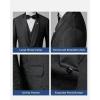 imageYND Mens 3 Piece Slim Fit Tuxedo Suit Set One Button Shawl Collar Floral Business Blazer Jacket Vest Pants with Bow TieGraphite