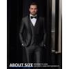 imageYND Mens 3 Piece Slim Fit Tuxedo Suit Set One Button Shawl Collar Floral Business Blazer Jacket Vest Pants with Bow TieGraphite