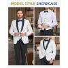 imageYND Mens 3 Piece Slim Fit Tuxedo Suit Set One Button Shawl Collar Floral Business Blazer Jacket Vest Pants with Bow TieRed
