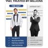 imageYND Mens 3 Piece Slim Fit Tuxedo Suit Set One Button Shawl Collar Floral Business Blazer Jacket Vest Pants with Bow TieRed