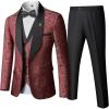 imageYND Mens 3 Piece Luxury Tuxedo Set Jacquard Slim Fit Shawl Lapel Jacket Vest ampamp Pants with Bow Tie Premium Tuxedo for MenCrimson