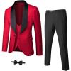 imageYND Mens 3 Piece Luxury Tuxedo Set Jacquard Slim Fit Shawl Lapel Jacket Vest ampamp Pants with Bow Tie Premium Tuxedo for MenRed