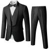 imageYND Mens 3 Piece Slim Fit Tuxedo Suit Set One Button Shawl Collar Floral Business Blazer Jacket Vest Pants with Bow TieGraphite