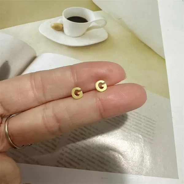 18G Tiny Initial Stud Earrings for Women Girls 925 Sterling Silver 14K Gold Plated Hypoallergenic Cute Small Alphabet Letter Cartilage Tragus 3mm Ball Screw Back Piercing Sensitive EarG Gold