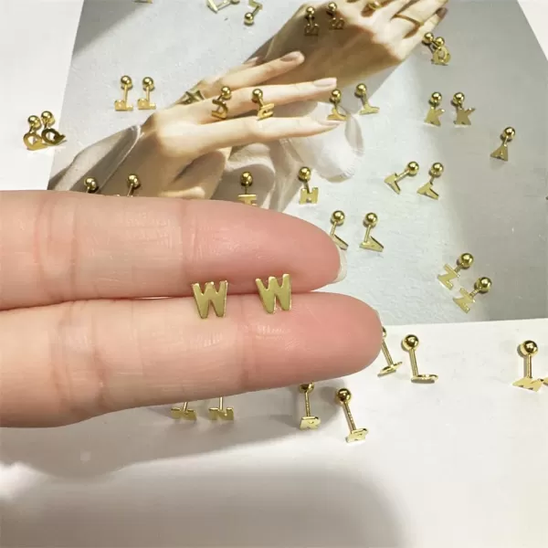 18G Tiny Initial Stud Earrings for Women Girls 925 Sterling Silver 14K Gold Plated Hypoallergenic Cute Small Alphabet Letter Cartilage Tragus 3mm Ball Screw Back Piercing Sensitive EarW Gold