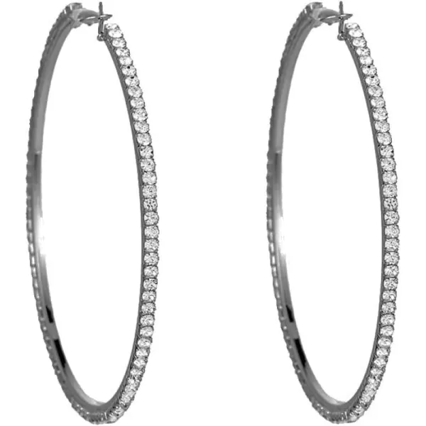 Large Rhinestone Hoop Earrings for Women Girls Hypoallergenic Extra Big 80mm Huggie CZ Hoops Dangle Drop Earring Fashion Chic Party Jewelry Gifts 3 inchBlack with Clear CZ