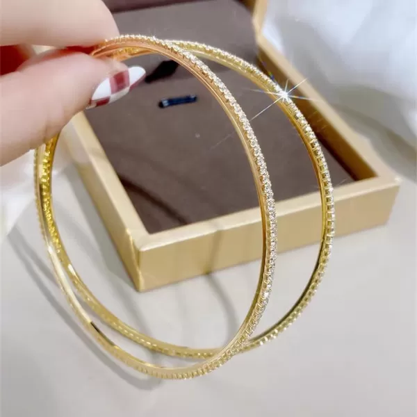 Large Rhinestone Hoop Earrings for Women Girls Hypoallergenic Extra Big 80mm Huggie CZ Hoops Dangle Drop Earring Fashion Chic Party Jewelry Gifts 3 inchGold