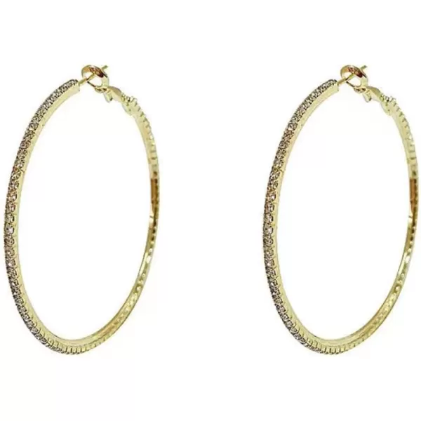 Large Rhinestone Hoop Earrings for Women Girls Hypoallergenic Extra Big 80mm Huggie CZ Hoops Dangle Drop Earring Fashion Chic Party Jewelry Gifts 3 inchGold