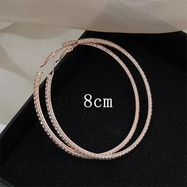 Large Rhinestone Hoop Earrings for Women Girls Hypoallergenic Extra Big 80mm Huggie CZ Hoops Dangle Drop Earring Fashion Chic Party Jewelry Gifts 3 inchRose Gold
