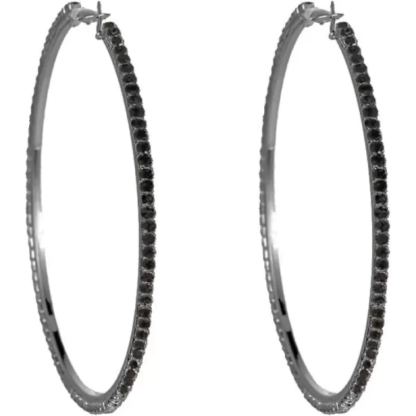Large Rhinestone Hoop Earrings for Women Girls Hypoallergenic Extra Big 80mm Huggie CZ Hoops Dangle Drop Earring Fashion Chic Party Jewelry Gifts 3 inchBlack