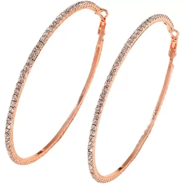 Large Rhinestone Hoop Earrings for Women Girls Hypoallergenic Extra Big 80mm Huggie CZ Hoops Dangle Drop Earring Fashion Chic Party Jewelry Gifts 3 inchRose Gold