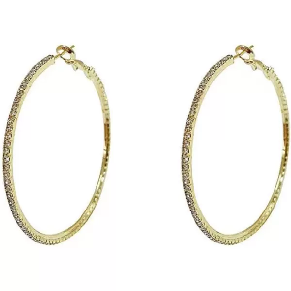 Large Rhinestone Hoop Earrings for Women Girls Hypoallergenic Extra Big 80mm Huggie CZ Hoops Dangle Drop Earring Fashion Chic Party Jewelry Gifts 3 inchGold