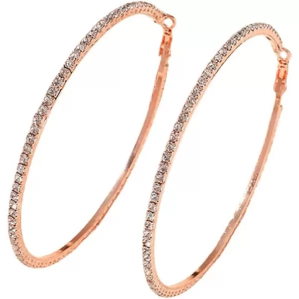 Large Rhinestone Hoop Earrings for Women Girls Hypoallergenic Extra Big 80mm Huggie CZ Hoops Dangle Drop Earring Fashion Chic Party Jewelry Gifts 3 inchRose Gold