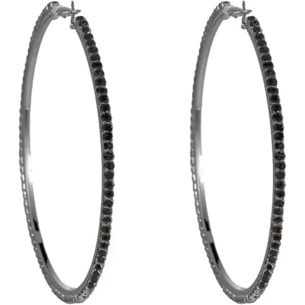 Large Rhinestone Hoop Earrings for Women Girls Hypoallergenic Extra Big 80mm Huggie CZ Hoops Dangle Drop Earring Fashion Chic Party Jewelry Gifts 3 inchBlack