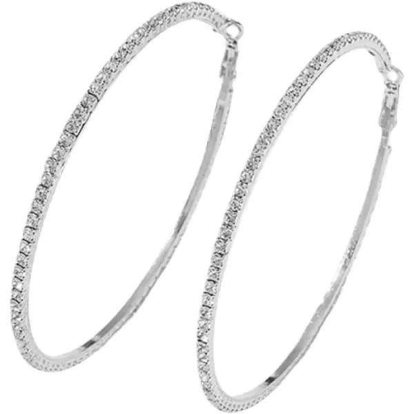 Large Rhinestone Hoop Earrings for Women Girls Hypoallergenic Extra Big 80mm Huggie CZ Hoops Dangle Drop Earring Fashion Chic Party Jewelry Gifts 3 inchSilver