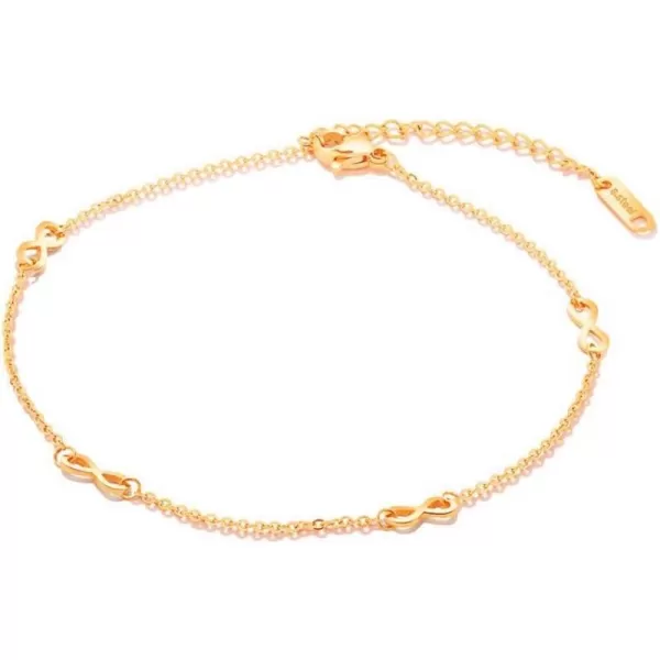 14K Rose Gold Plated Infinity Anklets for Women Teen Girls Stainless Steel Cute 8 Bff Anklet Bracelet Forever Endless Love Symbol Charm Tiny Adjustable Chain Beach Barefoot Hotwife Anklet Wedding Gift