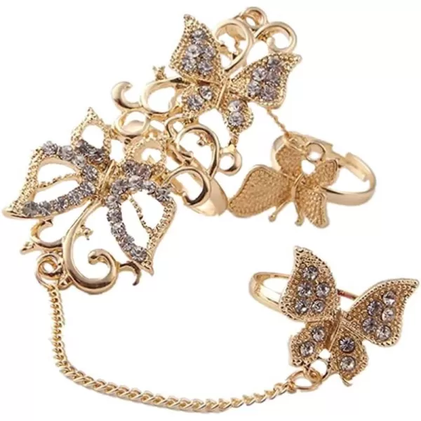 CZ Butterfly Ring Bracelet for Women Dainty Slave Hand Chain Harness Bangle Boho Gypsy Bollywood Wedding Cosplay Retro Party Y2K Jewelry 1 Piece