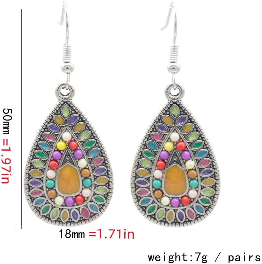 Bohemian Colored Teardrop Dangle Earrings for Women Girls Vintage Boho Ball Bead Statement Drop Dangling Hook Stud Lightweight JewelryBohemian Colored Teardrop Dangle Earrings for Women Girls Vintage Boho Ball Bead Statement Drop Dangling Hook Stud Lightweight Jewelry