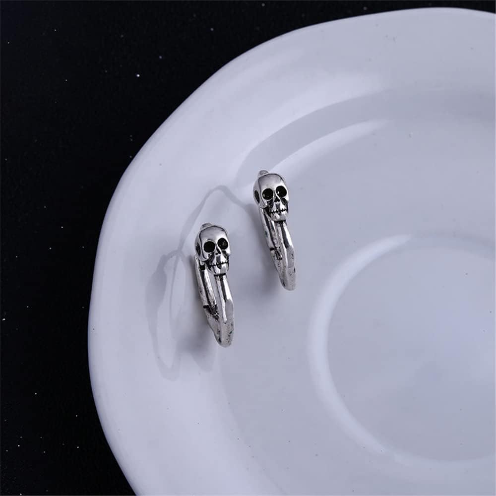 Minimalist Skull Hoop Earrings for Women Girls Unisex Silver Tone Small Cartilage Huggie Hoops Hypoallergenic Vintage Gothic Halloween JewelryMinimalist Skull Hoop Earrings for Women Girls Unisex Silver Tone Small Cartilage Huggie Hoops Hypoallergenic Vintage Gothic Halloween Jewelry