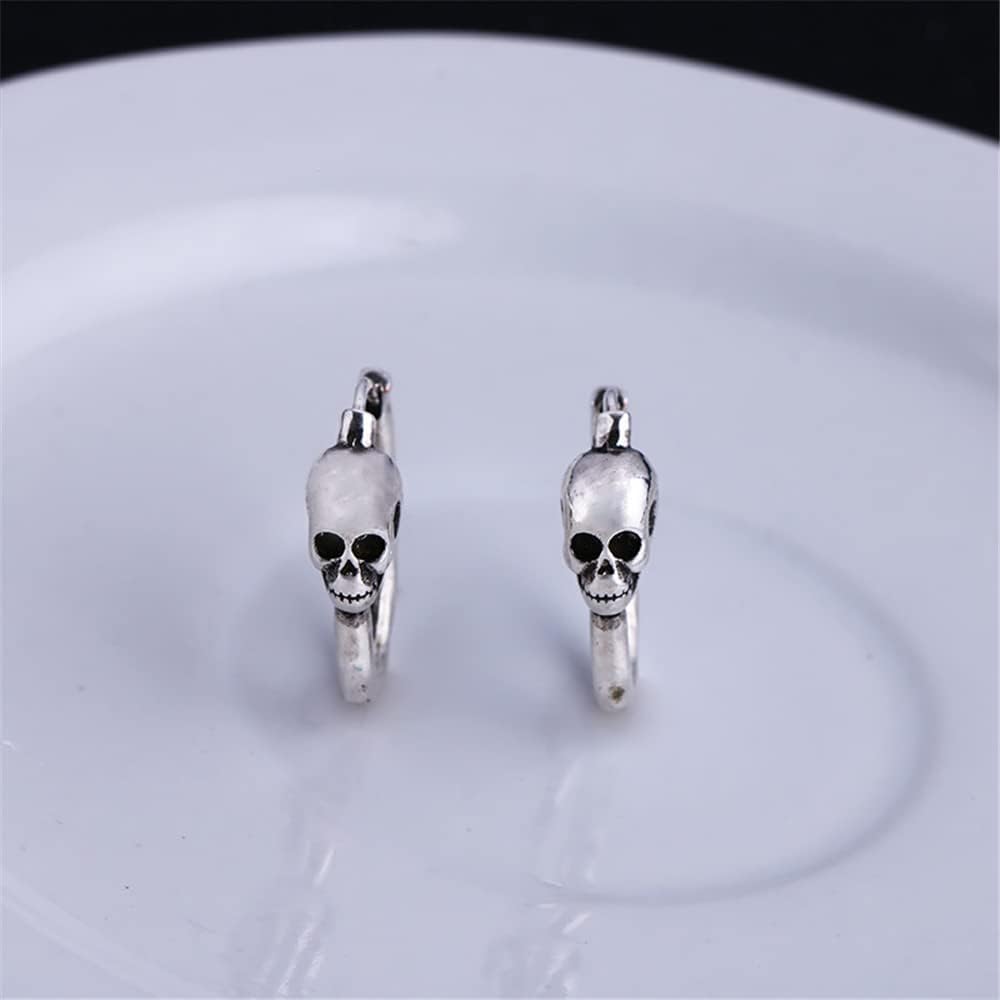 Minimalist Skull Hoop Earrings for Women Girls Unisex Silver Tone Small Cartilage Huggie Hoops Hypoallergenic Vintage Gothic Halloween JewelryMinimalist Skull Hoop Earrings for Women Girls Unisex Silver Tone Small Cartilage Huggie Hoops Hypoallergenic Vintage Gothic Halloween Jewelry