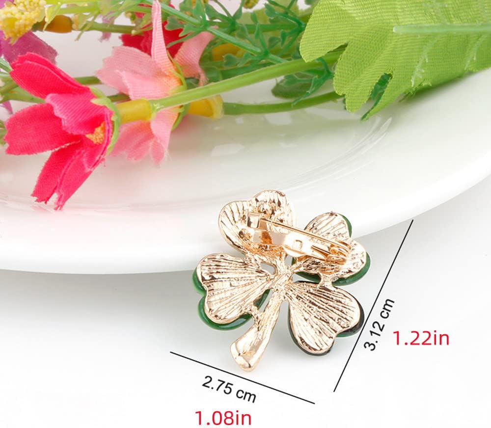 Rhinestone Hearted Clover Leaf Brooch Pin for Women Girls Unisex Gold Plated Vintage Crystal Green Shamrock Flower Brooches Lapel Pins Lucky Decor Dress Accessories St Patricks Day Holiday Anniversary Jewelry GiftRhinestone Hearted Clover Leaf Brooch Pin for Women Girls Unisex Gold Plated Vintage Crystal Green Shamrock Flower Brooches Lapel Pins Lucky Decor Dress Accessories St Patricks Day Holiday Anniversary Jewelry Gift