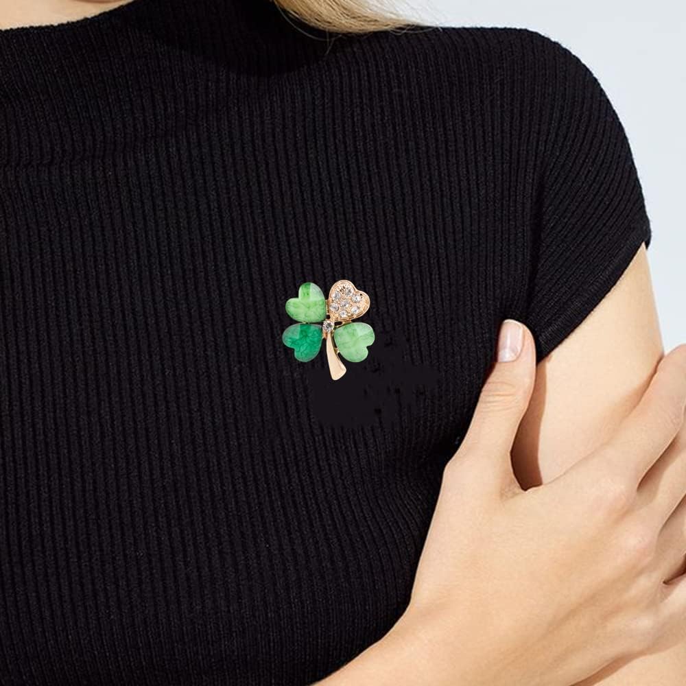 Rhinestone Hearted Clover Leaf Brooch Pin for Women Girls Unisex Gold Plated Vintage Crystal Green Shamrock Flower Brooches Lapel Pins Lucky Decor Dress Accessories St Patricks Day Holiday Anniversary Jewelry GiftRhinestone Hearted Clover Leaf Brooch Pin for Women Girls Unisex Gold Plated Vintage Crystal Green Shamrock Flower Brooches Lapel Pins Lucky Decor Dress Accessories St Patricks Day Holiday Anniversary Jewelry Gift