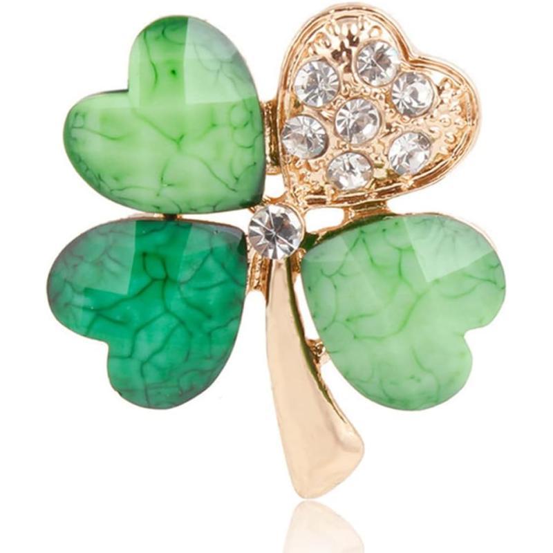 Rhinestone Hearted Clover Leaf Brooch Pin for Women Girls Unisex Gold Plated Vintage Crystal Green Shamrock Flower Brooches Lapel Pins Lucky Decor Dress Accessories St Patricks Day Holiday Anniversary Jewelry GiftRhinestone Hearted Clover Leaf Brooch Pin for Women Girls Unisex Gold Plated Vintage Crystal Green Shamrock Flower Brooches Lapel Pins Lucky Decor Dress Accessories St Patricks Day Holiday Anniversary Jewelry Gift