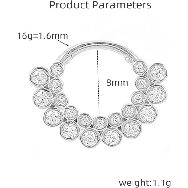 16G Sterling Silver Piercing Nose Ring Cubic Zirconia 9mm Septum Hinged Segment Small Hoop for Women Girls CZ Cartilage Conch Tragus Stud Earring Hypoallergenic Body Pierced Jewelry 1 Piece Luxury16G Sterling Silver Piercing Nose Ring Cubic Zirconia 9mm Septum Hinged Segment Small Hoop for Women Girls CZ Cartilage Conch Tragus Stud Earring Hypoallergenic Body Pierced Jewelry 1 Piece Luxury
