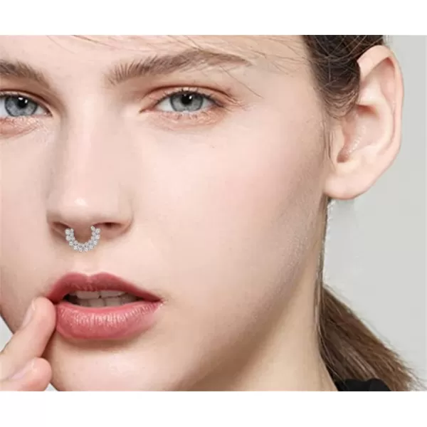 16G Sterling Silver Piercing Nose Ring Cubic Zirconia 9mm Septum Hinged Segment Small Hoop for Women Girls CZ Cartilage Conch Tragus Stud Earring Hypoallergenic Body Pierced Jewelry 1 Piece Luxury16G Sterling Silver Piercing Nose Ring Cubic Zirconia 9mm Septum Hinged Segment Small Hoop for Women Girls CZ Cartilage Conch Tragus Stud Earring Hypoallergenic Body Pierced Jewelry 1 Piece Luxury