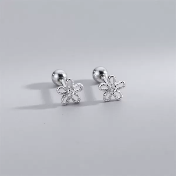 18G Daisy Flower Stud Cartilage Earrings for Women Girls 925 Sterling Silver CZ Tiny Cute Floral 3mm Ball Barbell Screw Back Studs Sleeper Tragus Post Hypoallergenic Piercing Body Jewelry GiftsSilver