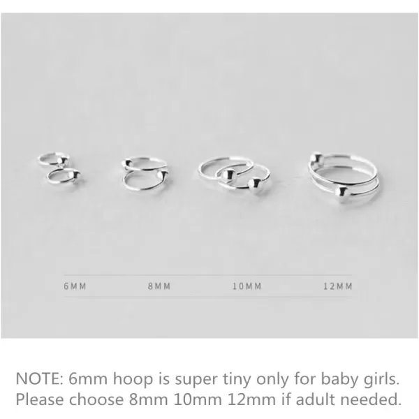 20G Sterling Silver Ball Bead Sleeper Tiny Small Hoop Earrings Tragus Cartilage Nose Rings Septum Dainty Piercing Huggie Hoops6mm