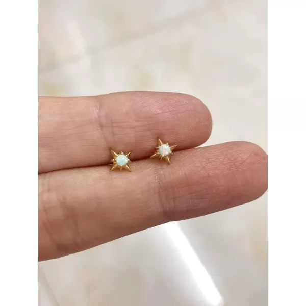 20G Tiny Opal Star Cartilage Stud Earrings for Women Girls 925 Sterling Silver Hypoallergenic Ear Piercing Cute Small Studs Tragus Post Minimalist Dainty Christmas Birthday Jewelry GiftsGold