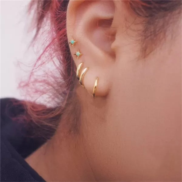 20G Tiny Opal Star Cartilage Stud Earrings for Women Girls 925 Sterling Silver Hypoallergenic Ear Piercing Cute Small Studs Tragus Post Minimalist Dainty Christmas Birthday Jewelry GiftsGold