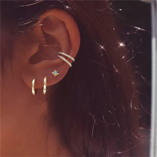 20G Tiny Opal Star Cartilage Stud Earrings for Women Girls 925 Sterling Silver Hypoallergenic Ear Piercing Cute Small Studs Tragus Post Minimalist Dainty Christmas Birthday Jewelry GiftsGold