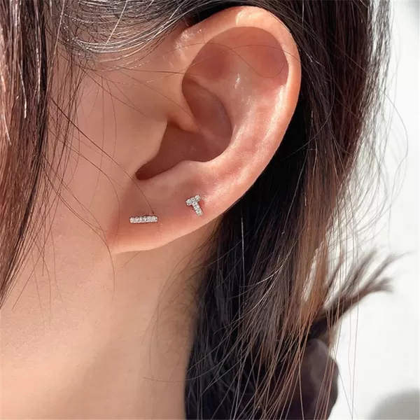 5 PCS Sterling Silver Crystal Stud Earrings Set for Women Girls Hypoallergenic CZ Mini Bar Ball Bead Alphabat Letter Initial T Round Diamond Cartilage Tragus Post Fashion Minimalist Jewelry Silver5 PCS Sterling Silver Crystal Stud Earrings Set for Women Girls Hypoallergenic CZ Mini Bar Ball Bead Alphabat Letter Initial T Round Diamond Cartilage Tragus Post Fashion Minimalist Jewelry Silver