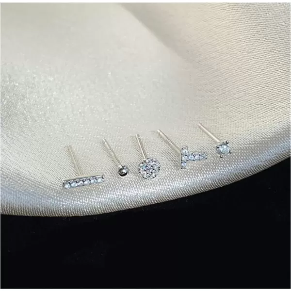 5 PCS Sterling Silver Crystal Stud Earrings Set for Women Girls Hypoallergenic CZ Mini Bar Ball Bead Alphabat Letter Initial T Round Diamond Cartilage Tragus Post Fashion Minimalist Jewelry Silver5 PCS Sterling Silver Crystal Stud Earrings Set for Women Girls Hypoallergenic CZ Mini Bar Ball Bead Alphabat Letter Initial T Round Diamond Cartilage Tragus Post Fashion Minimalist Jewelry Silver