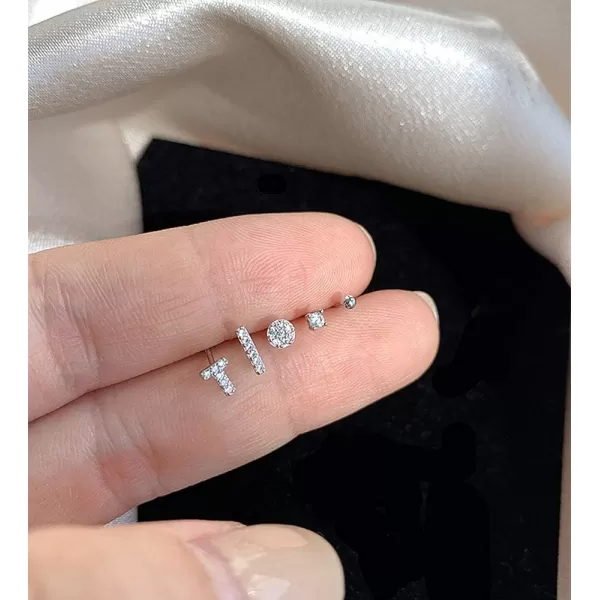 5 PCS Sterling Silver Crystal Stud Earrings Set for Women Girls Hypoallergenic CZ Mini Bar Ball Bead Alphabat Letter Initial T Round Diamond Cartilage Tragus Post Fashion Minimalist Jewelry Silver5 PCS Sterling Silver Crystal Stud Earrings Set for Women Girls Hypoallergenic CZ Mini Bar Ball Bead Alphabat Letter Initial T Round Diamond Cartilage Tragus Post Fashion Minimalist Jewelry Silver