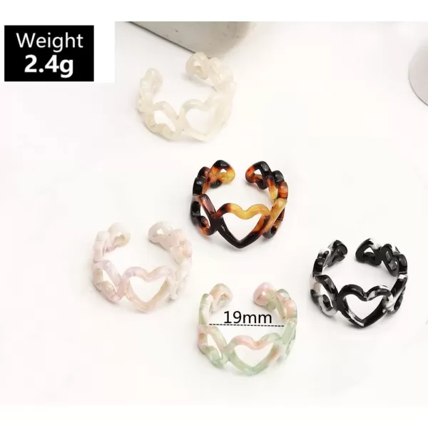 Acrylic Hollow Heart Statement Ring for Women Girls Colorful Resin Infinity Love Shaped Open Wide Band Rings Expandable Adjustable Comfort Fit Cute Wedding Engagement Valentine Y2K Party Jewelry Size 811 WhiteAcrylic Hollow Heart Statement Ring for Women Girls Colorful Resin Infinity Love Shaped Open Wide Band Rings Expandable Adjustable Comfort Fit Cute Wedding Engagement Valentine Y2K Party Jewelry Size 811 White
