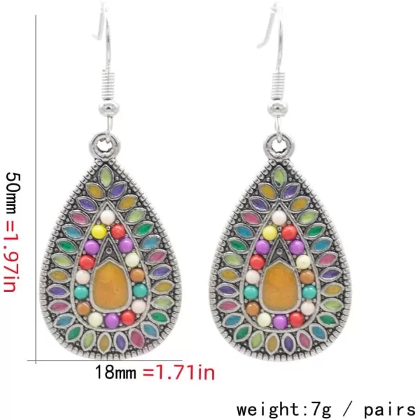 Bohemian Colored Teardrop Dangle Earrings for Women Girls Vintage Boho Ball Bead Statement Drop Dangling Hook Stud Lightweight JewelryBohemian Colored Teardrop Dangle Earrings for Women Girls Vintage Boho Ball Bead Statement Drop Dangling Hook Stud Lightweight Jewelry