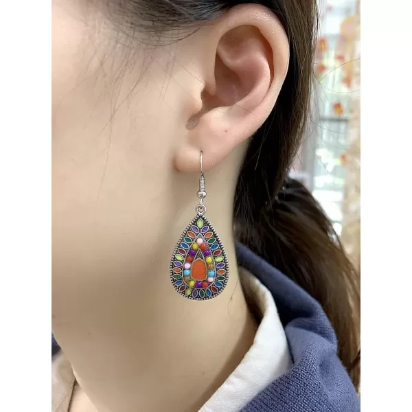 Bohemian Colored Teardrop Dangle Earrings for Women Girls Vintage Boho Ball Bead Statement Drop Dangling Hook Stud Lightweight JewelryBohemian Colored Teardrop Dangle Earrings for Women Girls Vintage Boho Ball Bead Statement Drop Dangling Hook Stud Lightweight Jewelry