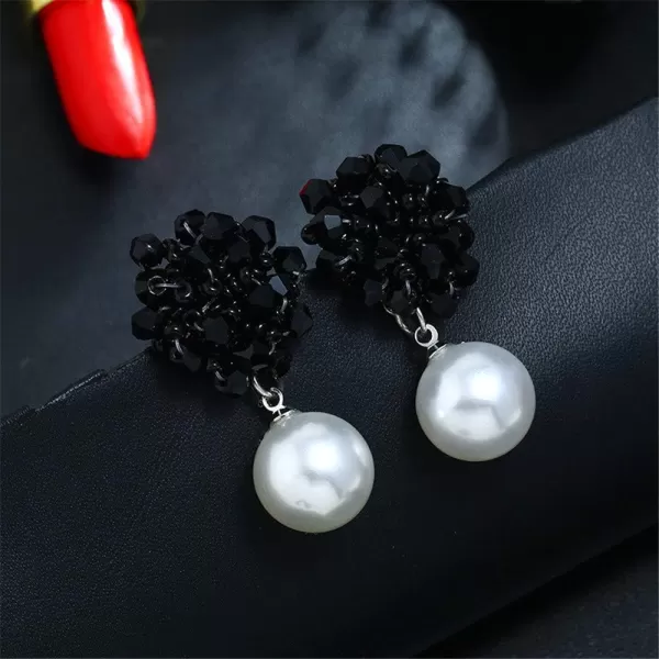 Boho Beaded Pearl Dangle Drop Earrings for Women Girls Piercing Ear Bohemian Big Round Ball Bead Stud Post Handmade Cluster Fashion Earring Jewelry Gifts 5 Colors BlackBoho Beaded Pearl Dangle Drop Earrings for Women Girls Piercing Ear Bohemian Big Round Ball Bead Stud Post Handmade Cluster Fashion Earring Jewelry Gifts 5 Colors Black