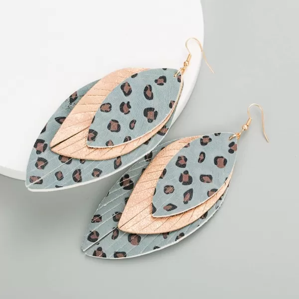Boho Layered Leather Leaf Earrings for Women Girls Vintage Leopard Print Long Big Summer Statement Drop Dangle Hook Stud Lightweight Vintage Bohemian Beachy Jewelry BlueBoho Layered Leather Leaf Earrings for Women Girls Vintage Leopard Print Long Big Summer Statement Drop Dangle Hook Stud Lightweight Vintage Bohemian Beachy Jewelry Blue