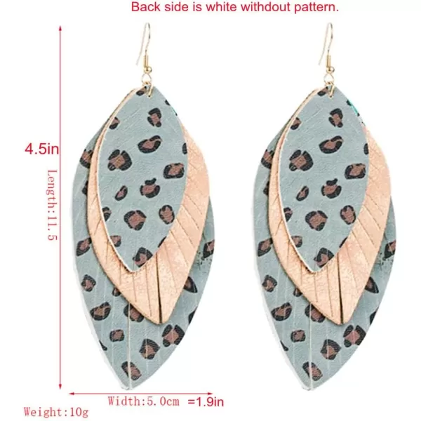 Boho Layered Leather Leaf Earrings for Women Girls Vintage Leopard Print Long Big Summer Statement Drop Dangle Hook Stud Lightweight Vintage Bohemian Beachy Jewelry BlueBoho Layered Leather Leaf Earrings for Women Girls Vintage Leopard Print Long Big Summer Statement Drop Dangle Hook Stud Lightweight Vintage Bohemian Beachy Jewelry Blue