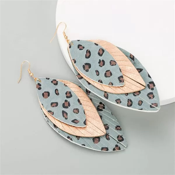Boho Layered Leather Leaf Earrings for Women Girls Vintage Leopard Print Long Big Summer Statement Drop Dangle Hook Stud Lightweight Vintage Bohemian Beachy Jewelry BlueBoho Layered Leather Leaf Earrings for Women Girls Vintage Leopard Print Long Big Summer Statement Drop Dangle Hook Stud Lightweight Vintage Bohemian Beachy Jewelry Blue