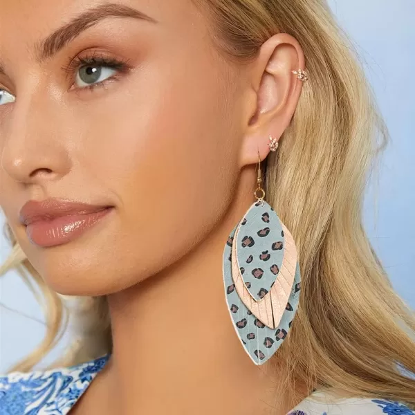 Boho Layered Leather Leaf Earrings for Women Girls Vintage Leopard Print Long Big Summer Statement Drop Dangle Hook Stud Lightweight Vintage Bohemian Beachy Jewelry BlueBoho Layered Leather Leaf Earrings for Women Girls Vintage Leopard Print Long Big Summer Statement Drop Dangle Hook Stud Lightweight Vintage Bohemian Beachy Jewelry Blue